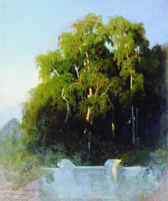 Birch grove in the evening by Fyodor Vasilyev