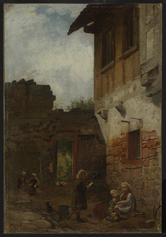 Blick in den Hof eines Bauernhauses by Karl Weysser