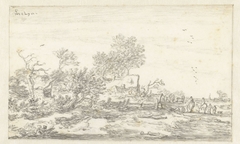 Boerderij in het hakhout bij een landweg by Pieter de Molijn