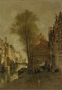 Canal View in Amsterdam by Johannes Christiaan Karel Klinkenberg