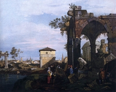 Capriccio with Ruins and Porta Portello, Padua by Canaletto