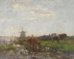 Cattle Grazing at the Water's Edge by Willem Maris