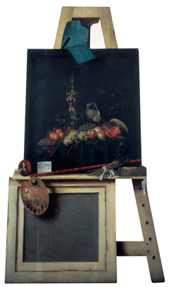 Cut-Out Trompe l'Oeil Easel with Fruit Piece by Cornelis Norbertus Gysbrechts