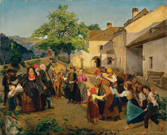 Der Abschied der Braut vom Elternhause - Höldrichsmühle by Ferdinand Georg Waldmüller