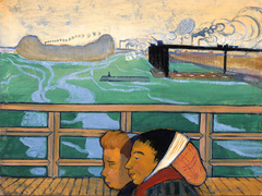 deux femmes sur la passerelle d’Asnières by Émile Bernard