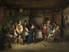 Die Preisverleihung des landwirtschaftlichen Vereins in einer Hotzenwälder Bauernstube by Johann Baptist Kirner