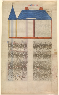 Elevation of Solomon's Temple, one of six illustrated leaves from the Postilla Litteralis (Literal Commentary) of Nicholas of Lyra by Anonymous