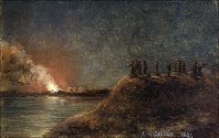 Fire watchers on the shore by Akseli Gallen-Kallela