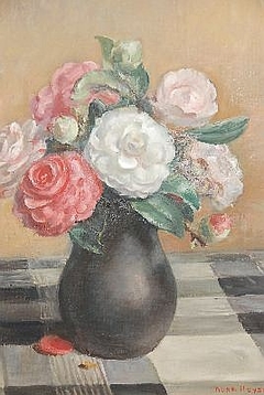 Floral Still Life - Camellias in Stoneware Vase by Nora Heysen