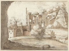 Gezicht op antieke ruïnes by Unknown Artist