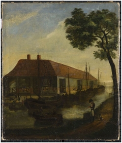 Gezicht op Zoutkeet van Burgemeester Johannes Romkes aan eind Romkeslaan bij Potmarge, Leeuwarden by anonymous painter