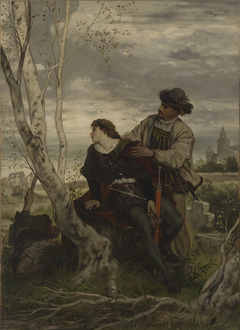 Hamlet und Horatio am Grabe Ophelias by Hans Thoma