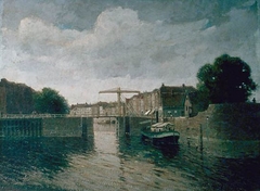 Harbor with bastion and tree bridge by Carel Frederik Cordes