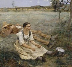 Hay making by Jules Bastien-Lepage