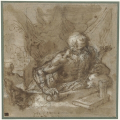 Heilige Hieronymus met crucifix by Unknown Artist