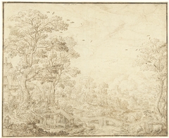 Heuvelachtig landschap met een watermolen by Marcus Gheeraerts