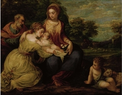 Holy Family with St Catharine and Young John the Baptist by Andrea Schiavone