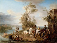 Hunters resting by Carel van Falens