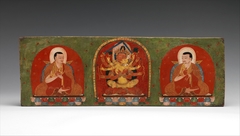 Interior of a Book Cover: Manjuvajra Embracing His Consort, with Attendant Lamas by Anonymous