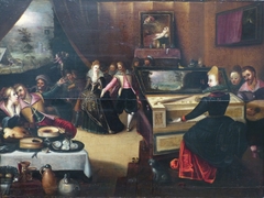 Interior scene : the prodigal son among courtesans by Hieronymous Francken I