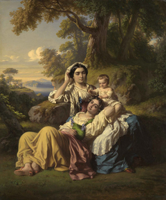 Italienische Familie in den Albanerbergen by Louis Coblitz