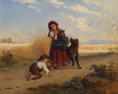 Kinder auf dem Weg zum Erntefeld by Bernhard Reinhold