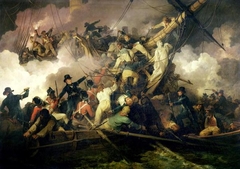 L'abordage de la Chevrette à Brest par des marins anglais (21 juillet 1801 by Philip James de Loutherbourg