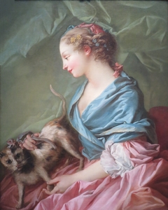 La Femme au Chat: Les caresses dangereuses by François Boucher