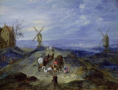 Landscape with two Windmills by Jan Brueghel the Elder