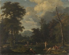 Landschaft mit badenden Nymphen by Johannes Glauber