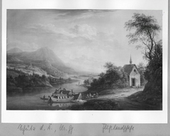 Landschaft mit Fluss und Kapelle by Theodor Christoph Schüz