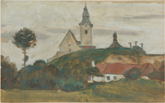 Landschaft mit Kirche und Dorf by Walter Gamerith