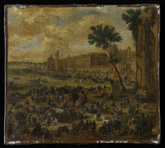 Le Louvre et la Galerie du bord de l'eau, vus du Pont-Neuf, vers 1650 by Pieter Casteels III