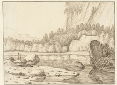 Meer in rotsachtig landschap by Jacob Esselens