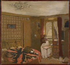 Mme Vuillard Sewing by the Window, rue Truffaut by Édouard Vuillard