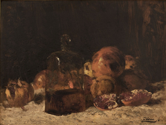 Nature morte au flacon et aux grenades by Félix Ziem