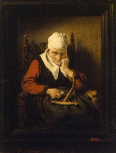 Old Woman Spinning by Nicolaes Maes