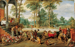 Persiflage auf die Tulpomanie (Satire op de Tulpomania) by Jan Brueghel the Younger