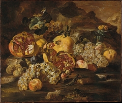 Pomegranates and Other Fruit in a Landscape by Abraham Brueghel