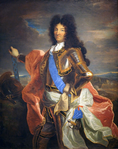 Portrait de Louis XIV en cuirasse by workshop of Hyacinthe Rigaud