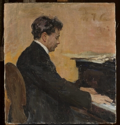 Portrait of Józef Hofmann at the piano by Jan Ciągliński