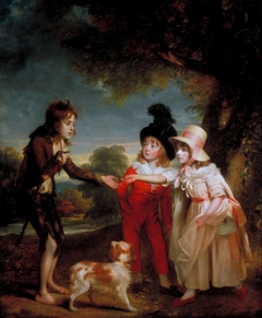 Portrait of Sir Francis Ford’s Children Giving a Coin to a Beggar Boy by William Beechey