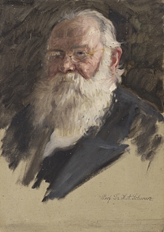 Portraitstudie Amandus Schwarz. Entwurf zu dem verschollenen Gemälde "Letzte Sitzung der Preußischen Akademie der Wissenschaften im alten Haus" by William Pape