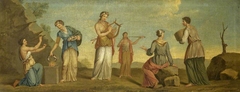 Possibly Sappho and her Companions (possibly after an Antique fresco - the Aldobrandini Wedding) by Anonymous