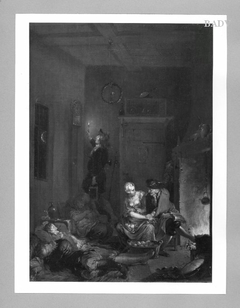 Poststation: sleepers in a room at the fire by Januarius Zick