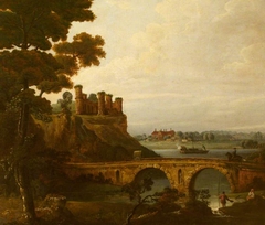 River Landscape with Castle and Bridge by Anonymous