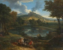 River Landscape with Cattle and Sheep by Francisque Millet