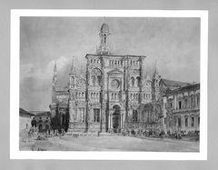 Römische Kirche (Ansicht der Certosa bei Pavia von Westen) by Rudolf von Alt