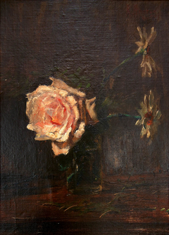 Rose and flowers in a glass of water by Rodolfo Amoedo