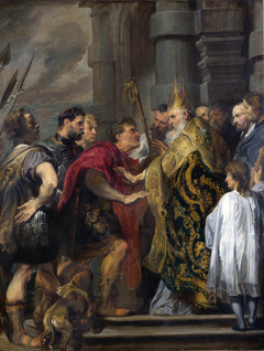 Saint Ambrose barring Theodosius from Milan Cathedral by Anthony van Dyck